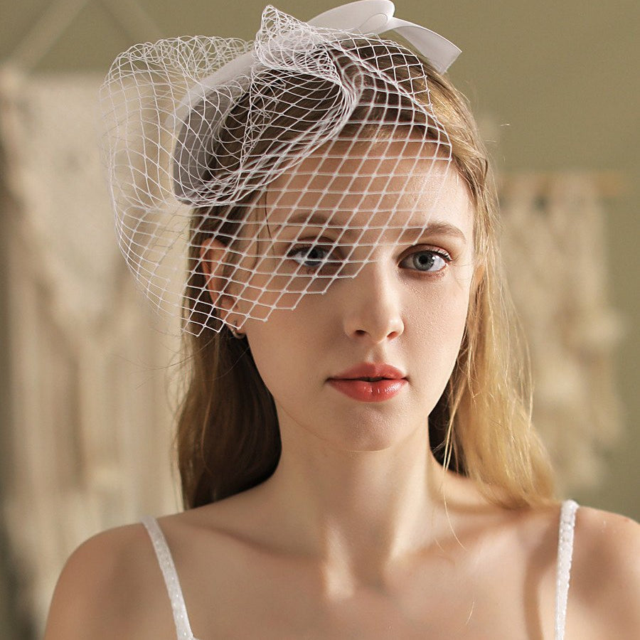 Short Birdcage Wedding Veil With Bow