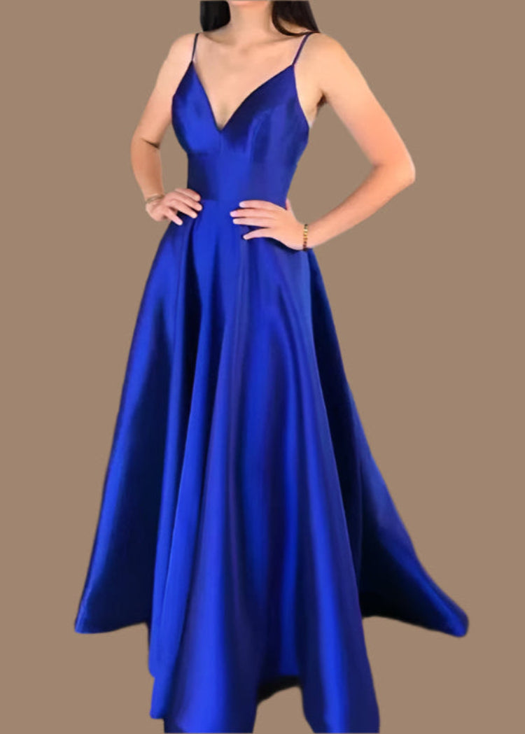 A-Line Satin Pockets Evening Formal Party Dress