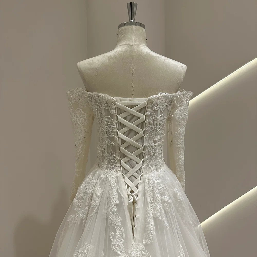 Beach Wedding Dress Bohemian Backless Lace up Gown