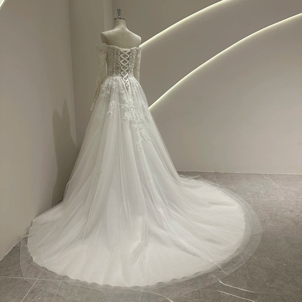 Beach Wedding Dress Bohemian Backless Lace up Gown