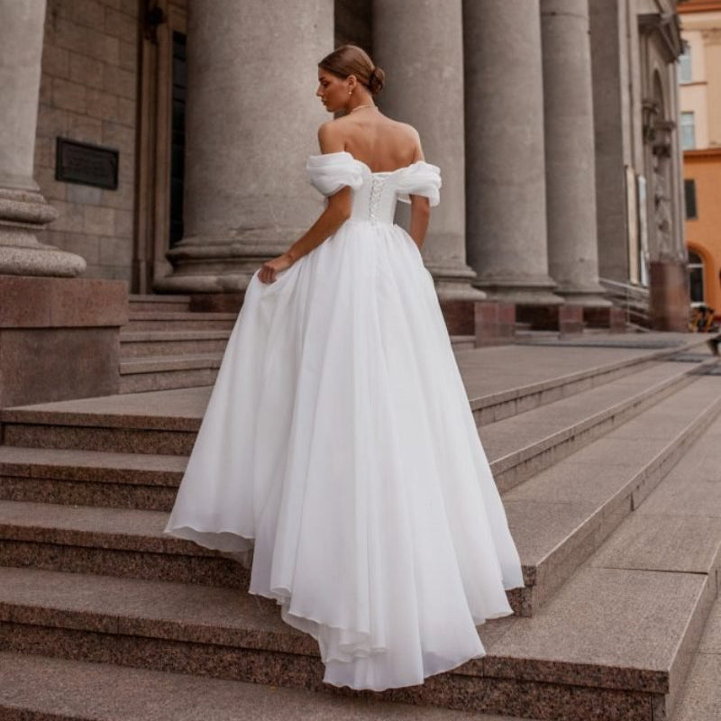 beach wedding dresses with sweep train an open back made in organza in sizes 2-26w