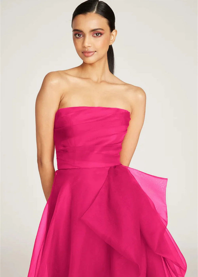 Beautiful Strapless Organza Layered Evening Formal Dresses