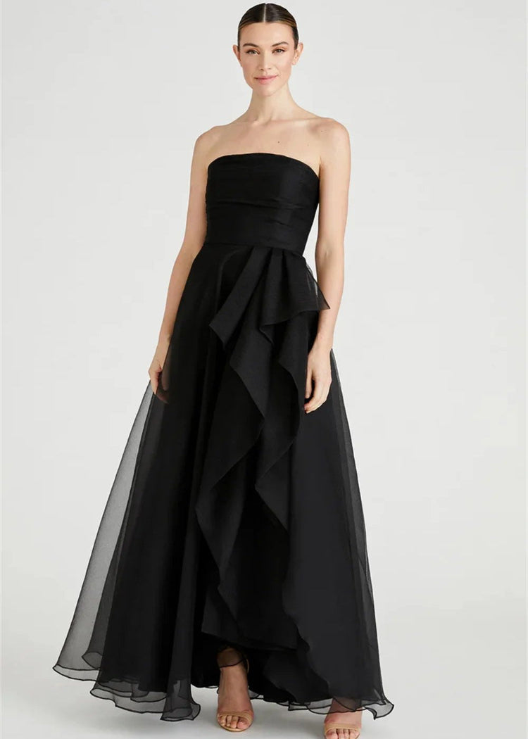 Beautiful Strapless Organza Layered Evening Formal Dresses