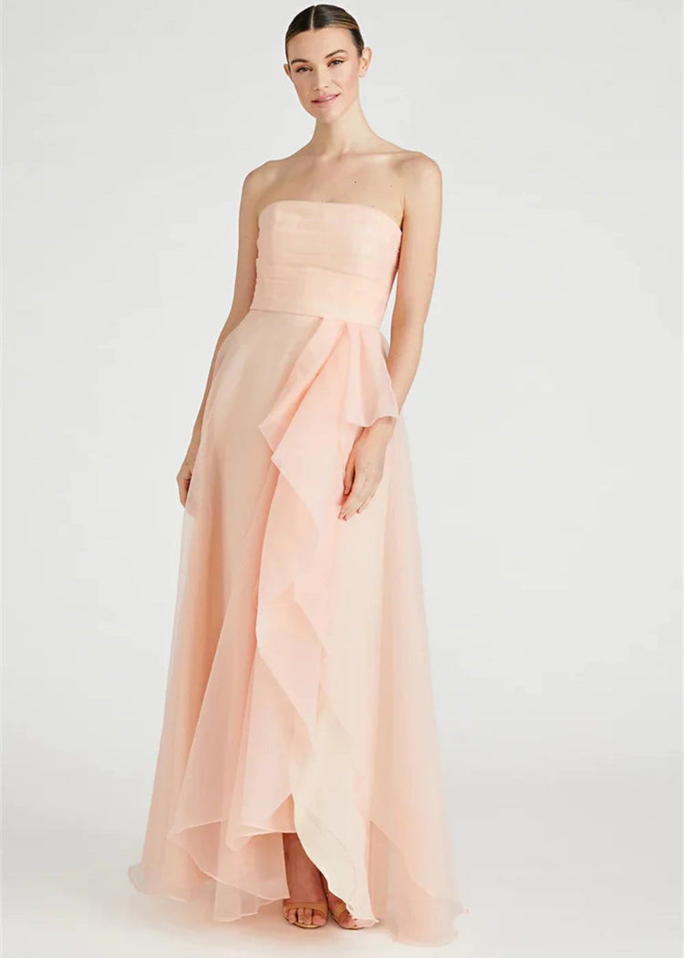 Beautiful Strapless Organza Layered Evening Formal Dresses