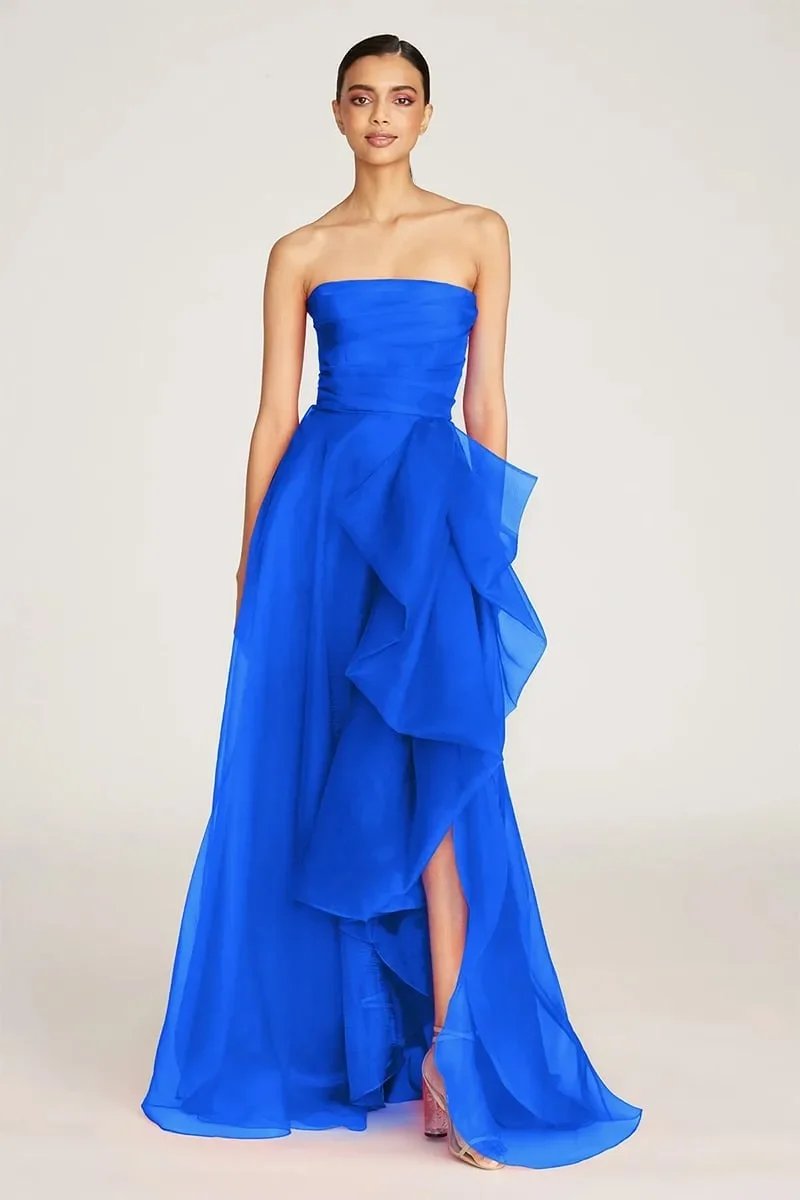 Beautiful Strapless Organza Layered Evening Formal Dresses