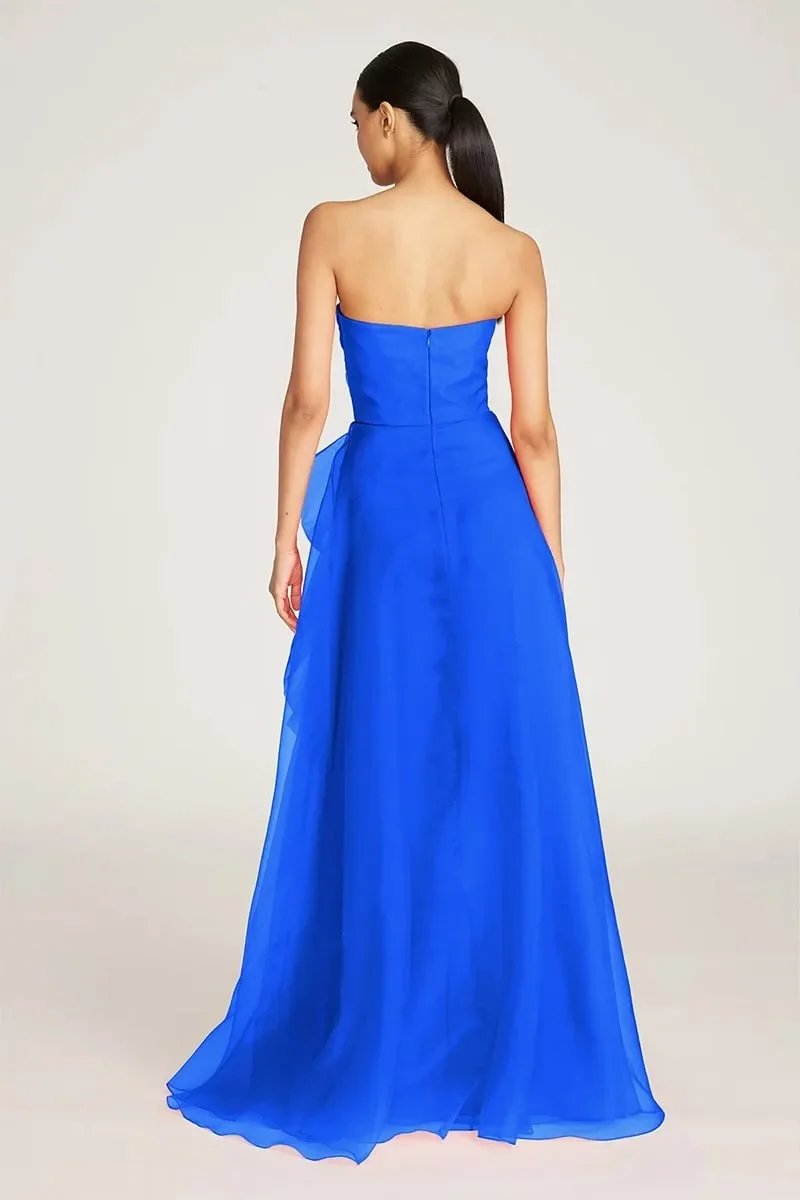 Beautiful Strapless Organza Layered Evening Formal Dresses