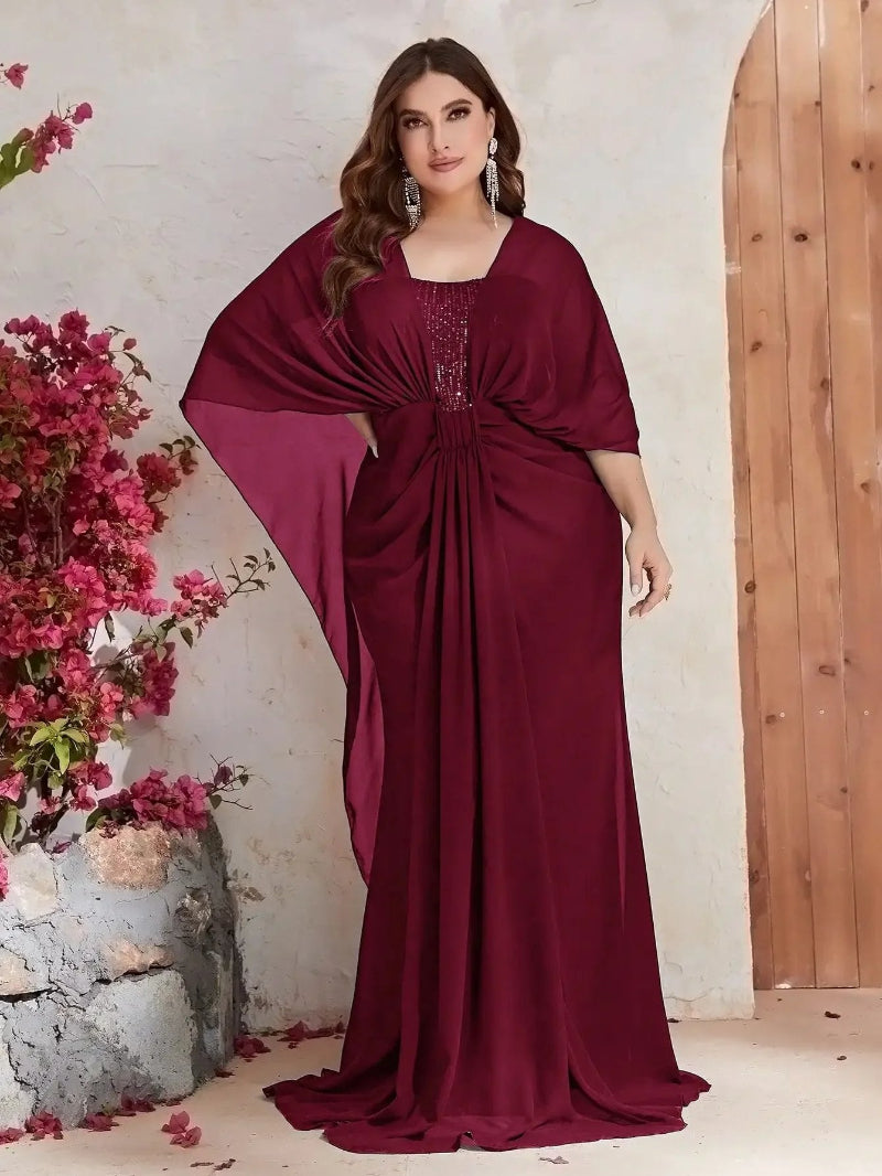 burgundy evening dress