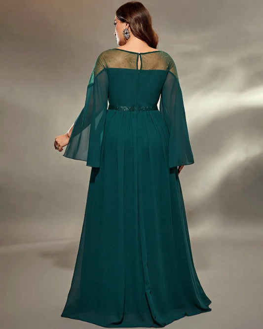 a-line green evening formal dress