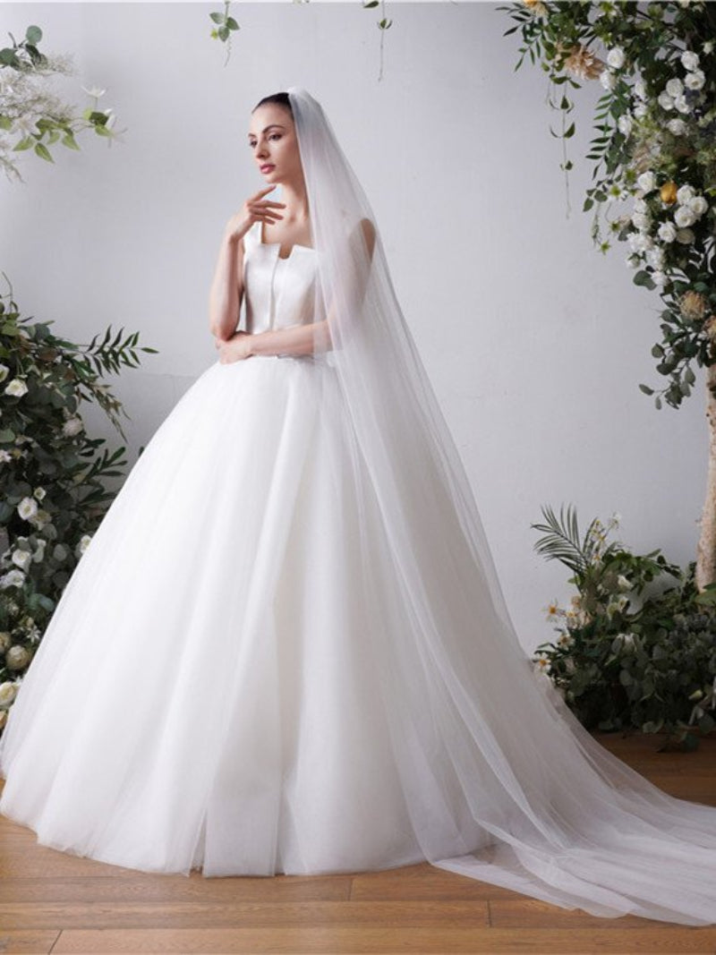 Cathedral White Or Ivory Plain Bridal Veil