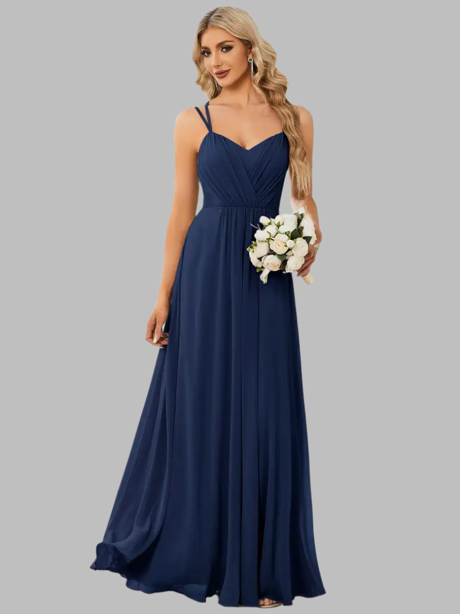 navy v-neck chiffon bridesmaid evening dress sizes 4-24W-formal elegance