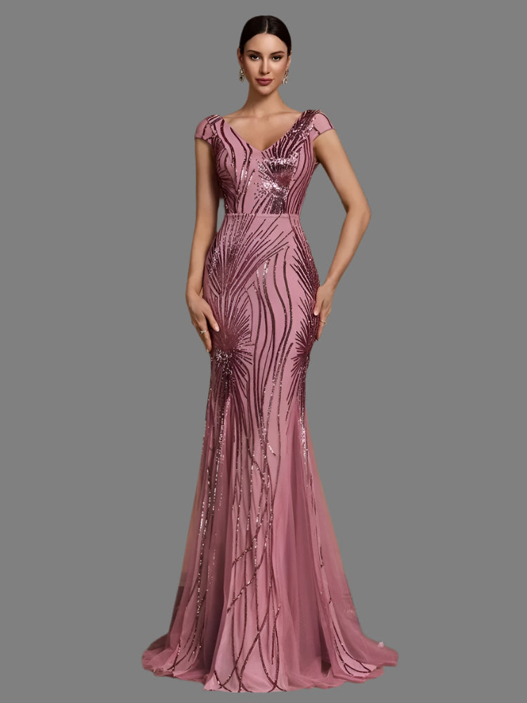 Sleeveless Sequins Mermaid Formal Evening Party Dresses