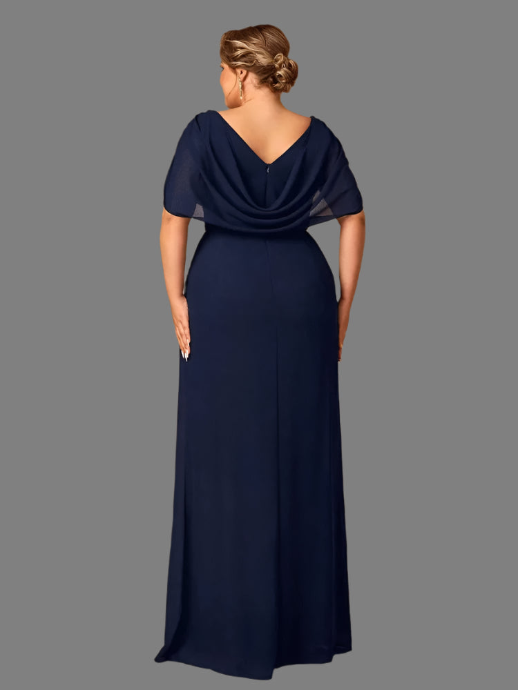 Plus Size Ruched Chiffon A-Line Formal Gown