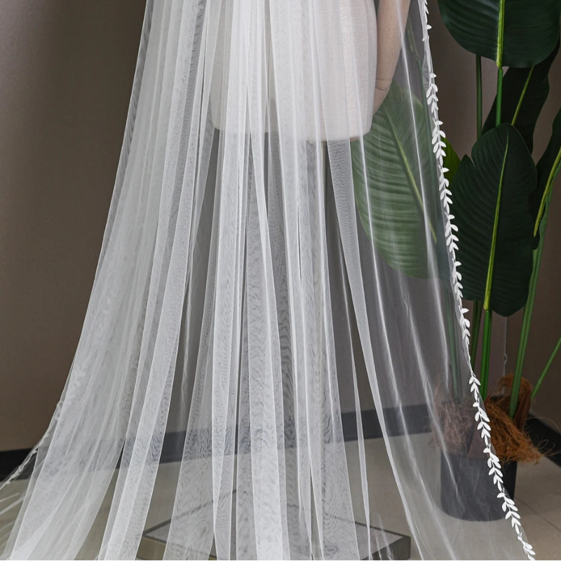 Cathedral 1 Layer Applique Long Bridal Veil