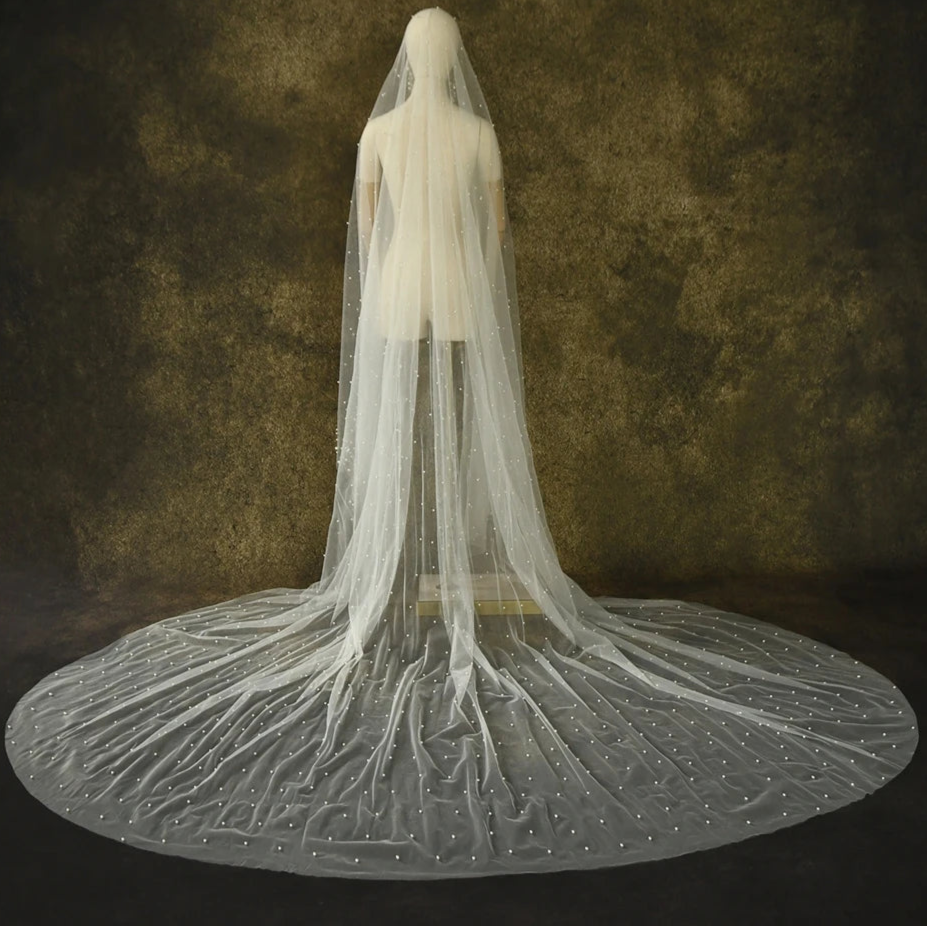 Pearls White Multi Length Wedding Veil