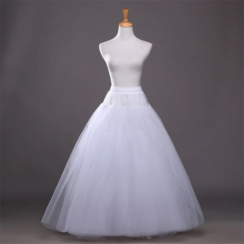 white hoopless wedding dress petticoat in 4, 6, 8 layers of hard tulle-formal elegance