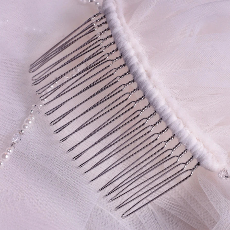 Bridal Crystal Beaded Edge Soft Wedding Veil