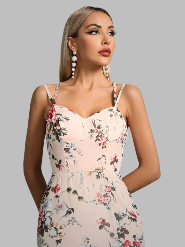 Elegant Pretty Printed Chiffon Maxi Party Dresses