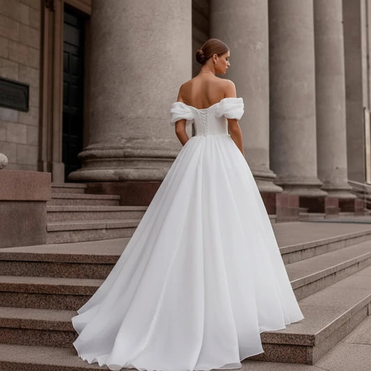 Organza Off Shoulder Corset Bridal Gown
