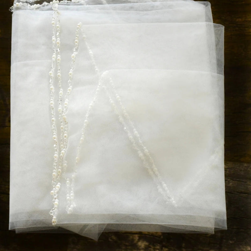 Bridal Crystal Beaded Edge Soft Wedding Veil