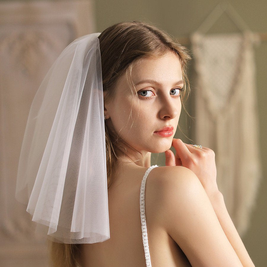 Short Bridal Veil Plain 2 Layers