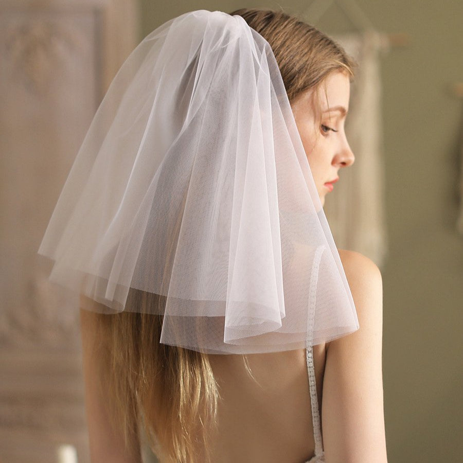 Short Bridal Veil Plain 2 Layers