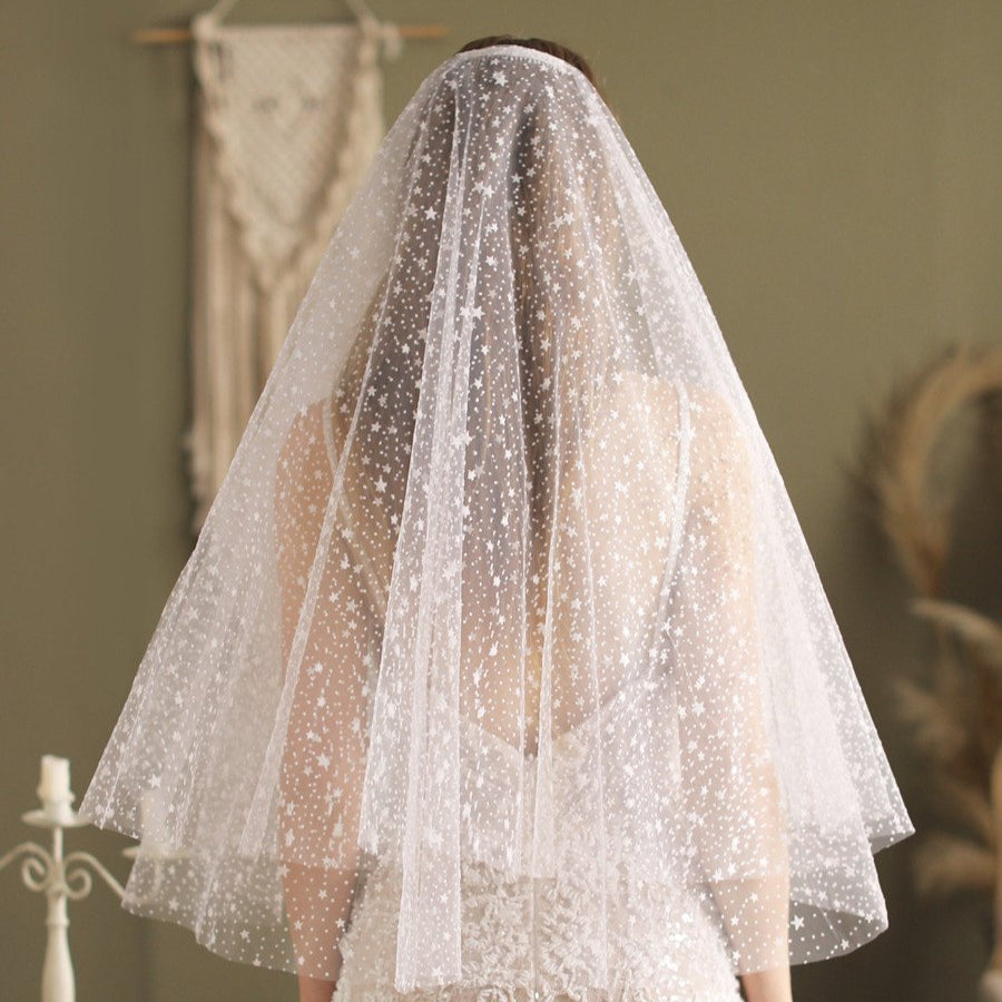 Short Wedding Veil With Stars