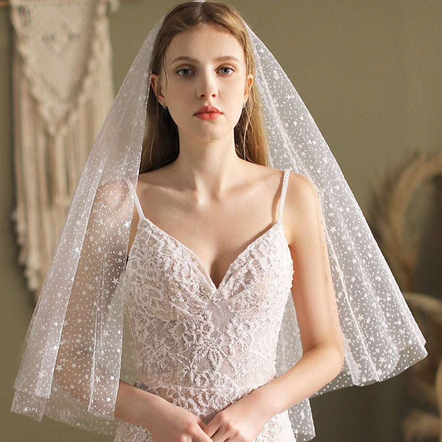 Short Wedding Veil With Stars