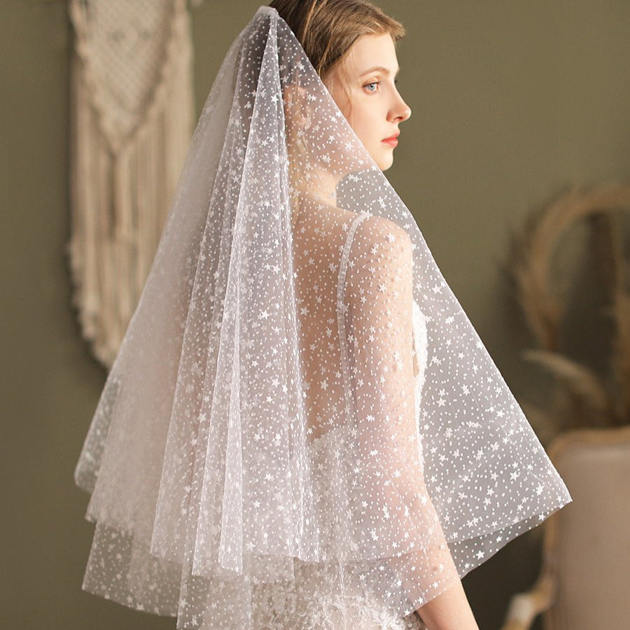 Short Wedding Veil With Stars