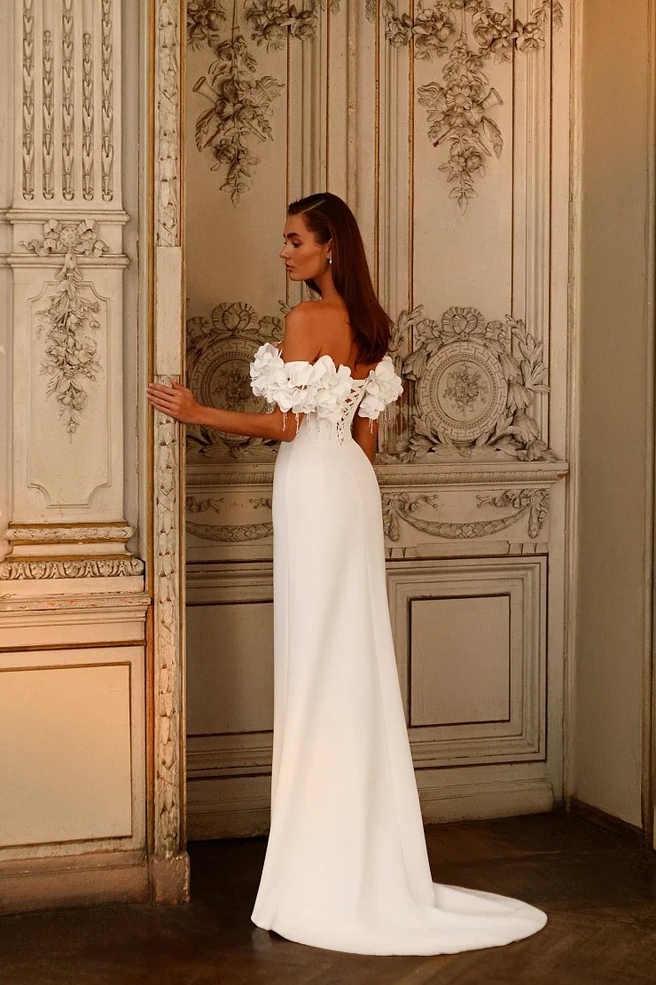 Simple White Ivory Off The Shoulder Wedding Dress