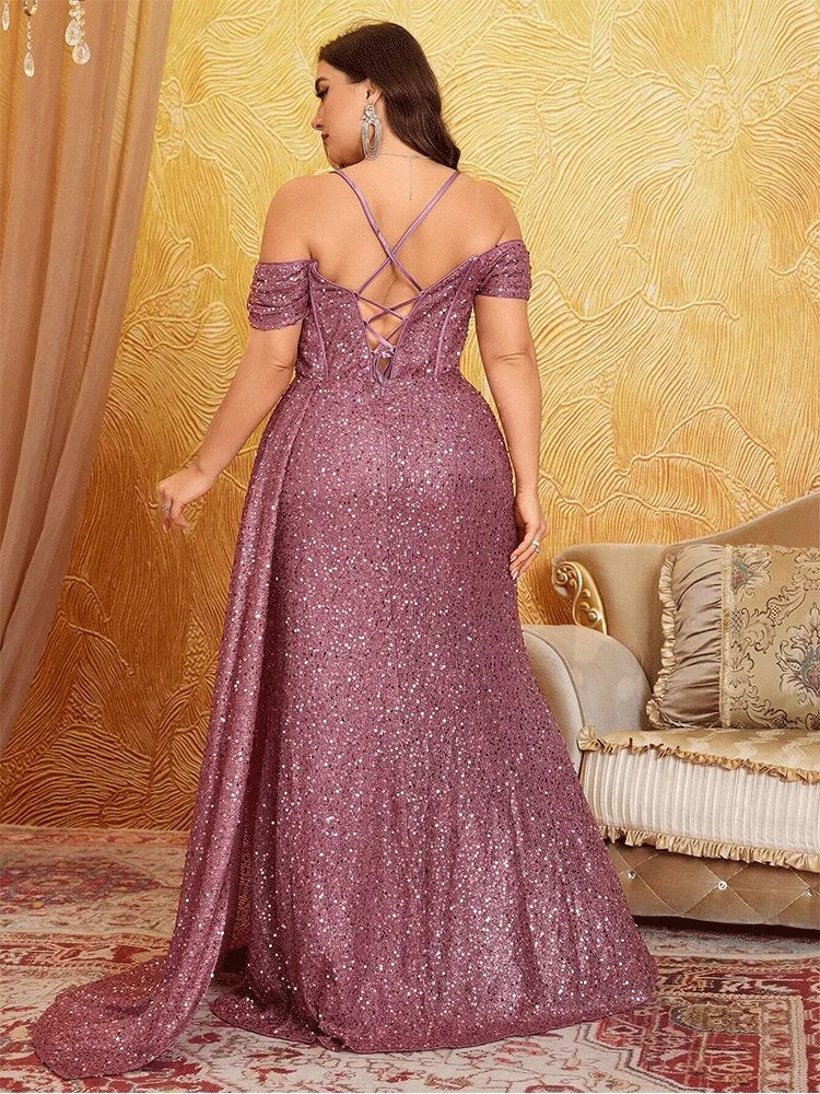 Sparkly Plus Size Off Shoulder Party Dress