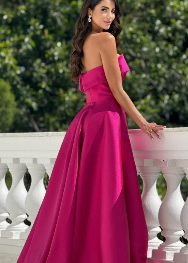 Strapless A-Line Satin Custom Colours Evening Formal Dress