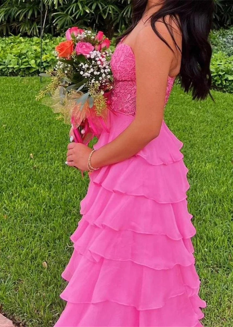 Stunning Chiffon Strapless Lace Up Formal Party Dress