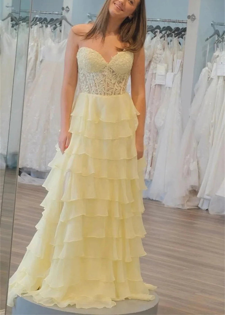 Stunning Chiffon Strapless Lace Up Formal Party Dress