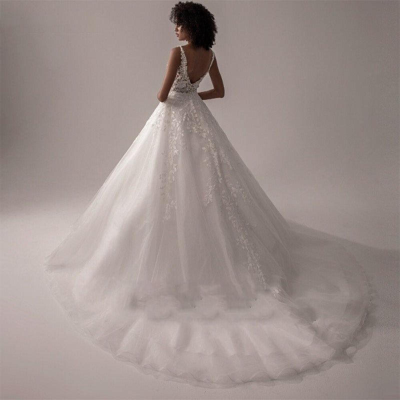 tulle long train plus sizes wedding dress-formal elegance