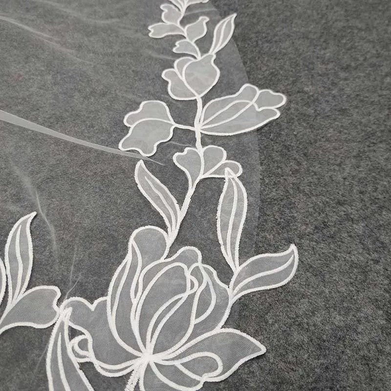 Wedding Veil Floral Single Layer 3m Long Bridal Veil