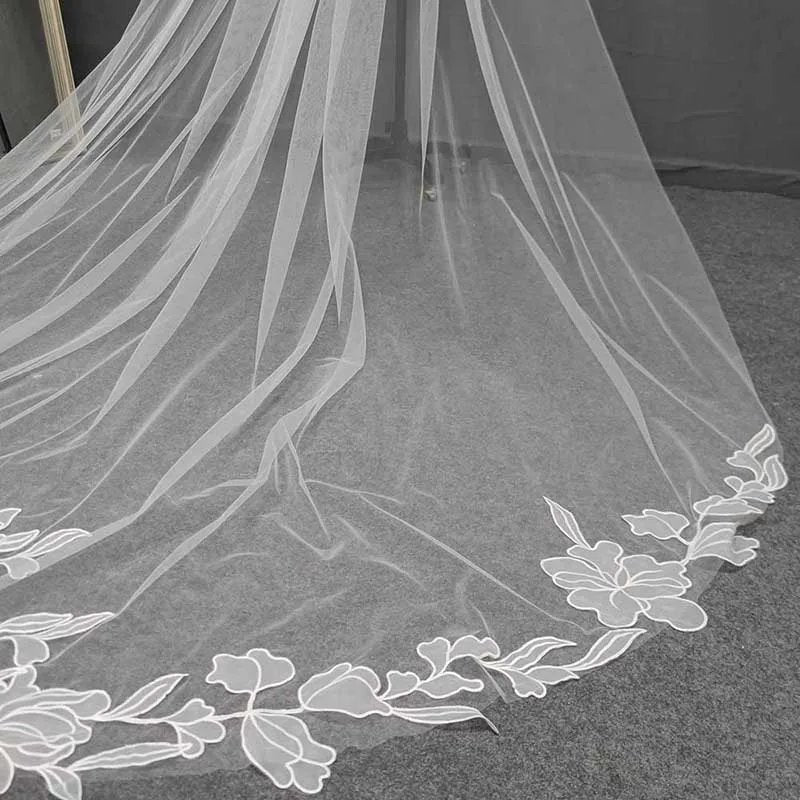 Wedding Veil Floral Single Layer 3m Long Bridal Veil