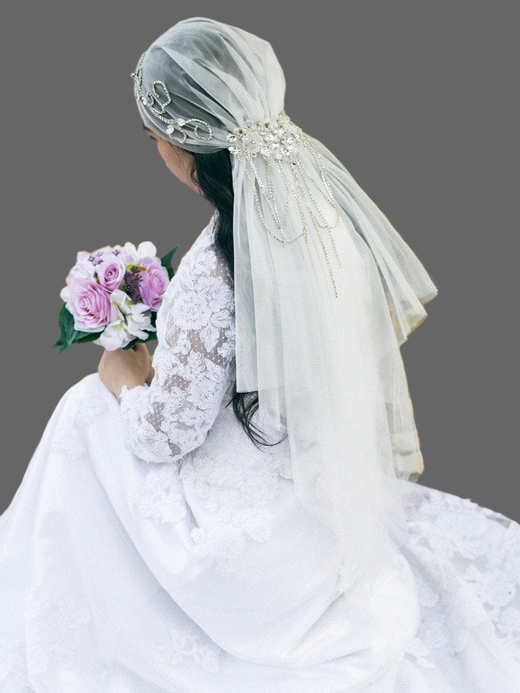 Juliet Cap Vintage Crystals Bridal Veil