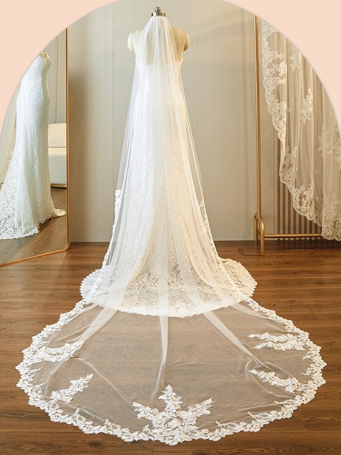 Cathedral Veil One Layer With Lace Edge