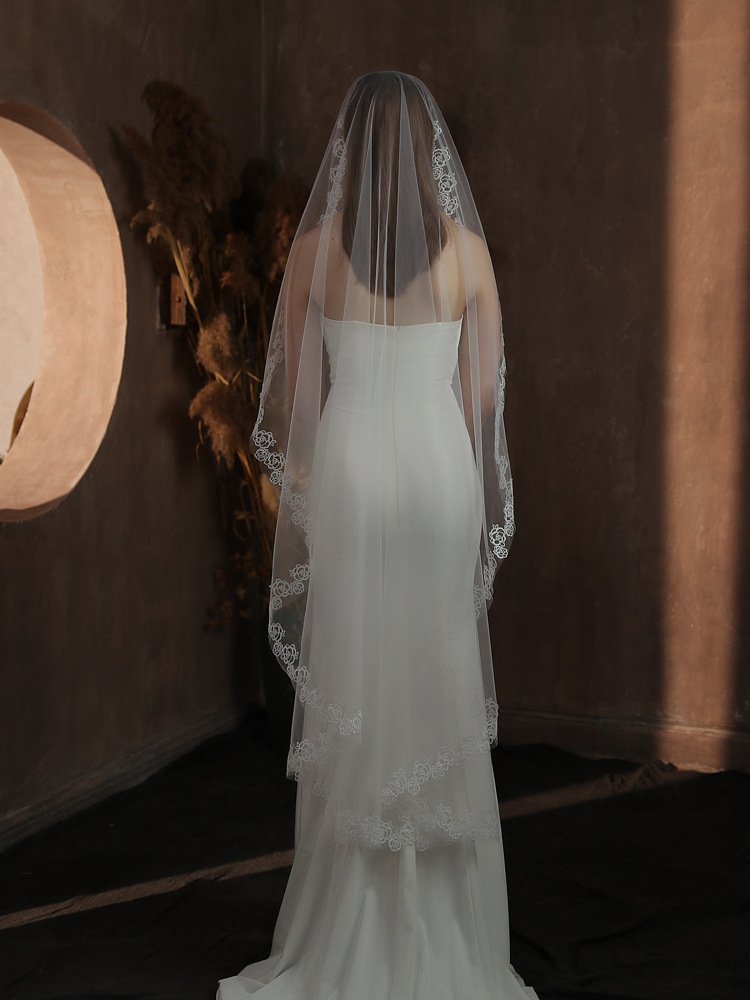 Waltz Length Lace Edge Bridal Veil