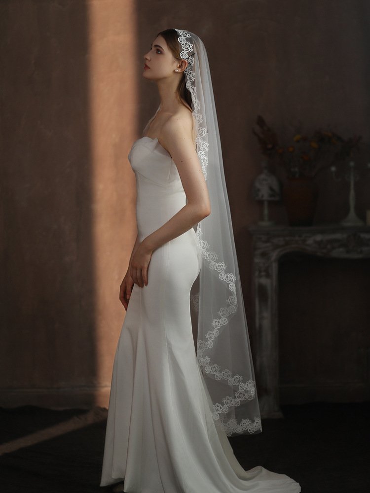 Waltz Length Lace Edge Bridal Veil