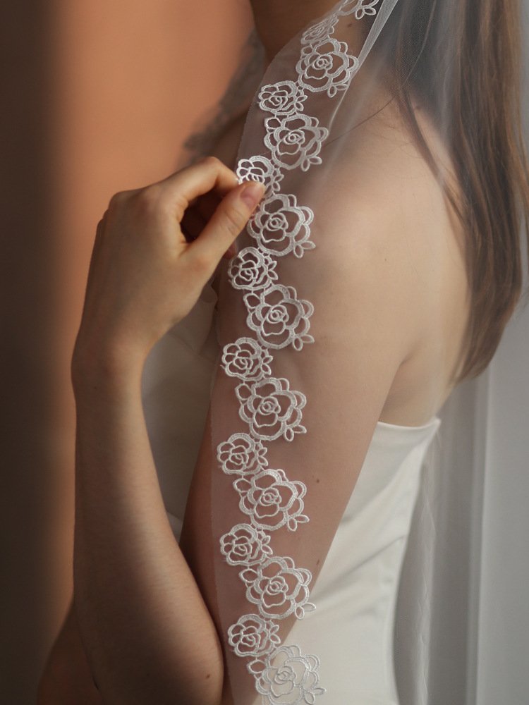 Waltz Length Lace Edge Bridal Veil