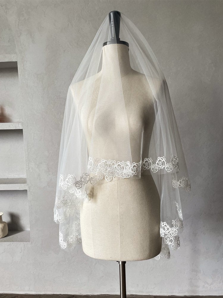 Waltz Length Lace Edge Bridal Veil