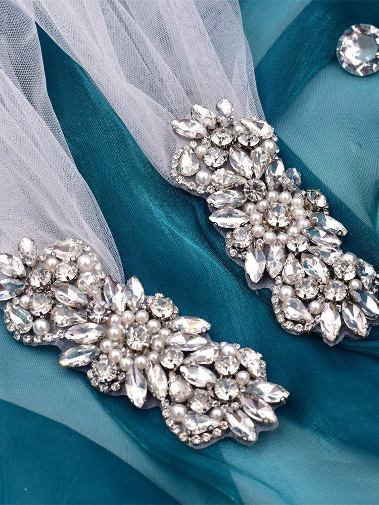 Bridal Cape Veil With Crystals And Pearls