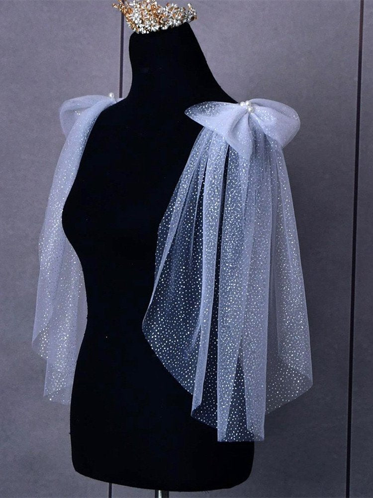 Bridal Shoulder Bows With Glitter