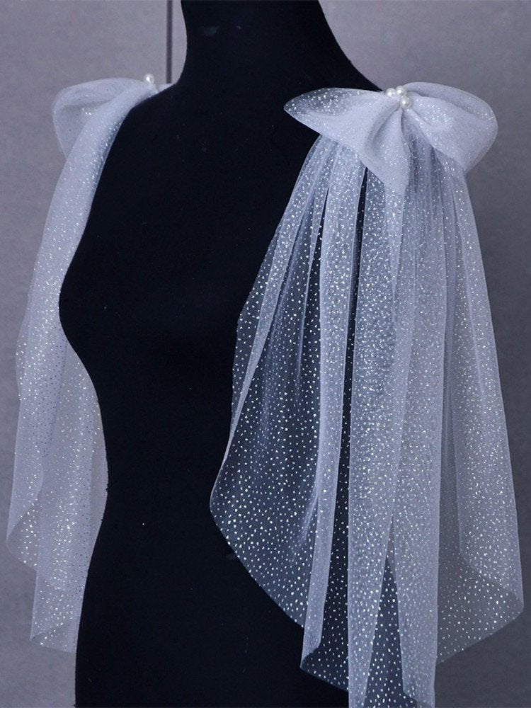Bridal Shoulder Bows With Glitter