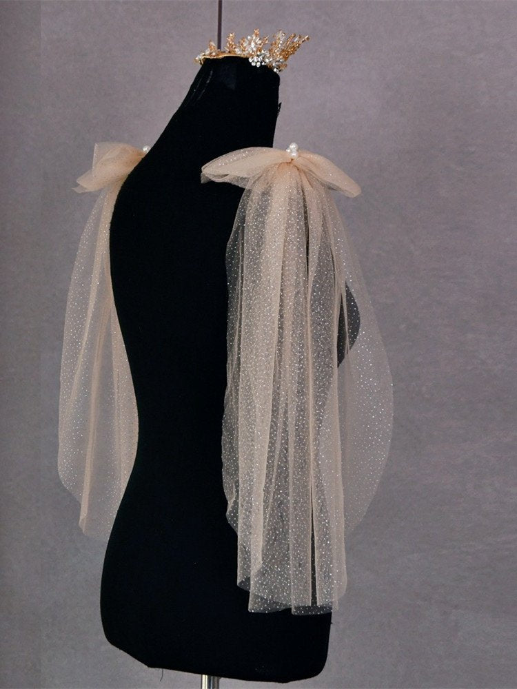 Bridal Shoulder Bows With Glitter
