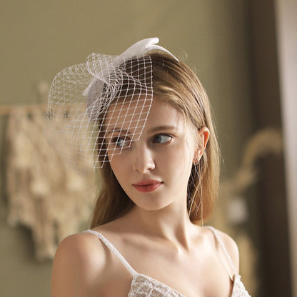 Short Birdcage Wedding Veil With Bow