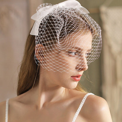 Short Birdcage Wedding Veil With Bow