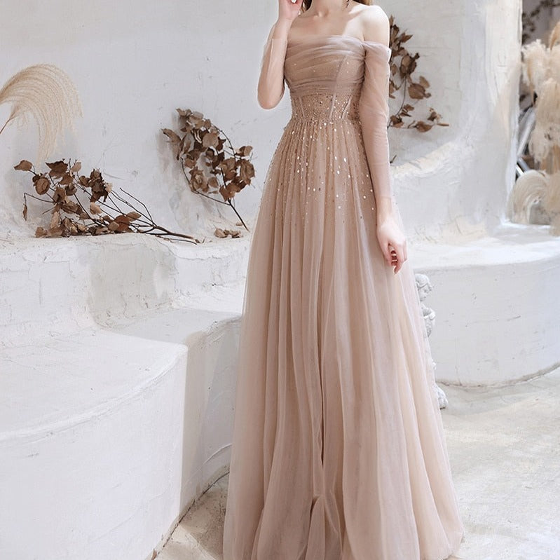 A-Line Beaded Tulle Prom Evening Formal Dress ED4111 - Formal Elegance