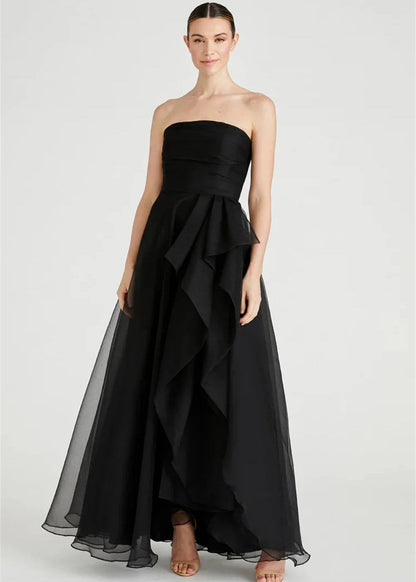 Beautiful Strapless Organza Layered Evening Formal Dresses